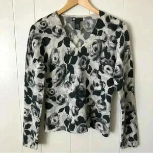 Carole Little Floral Lambswool / Angora rabbit hair Blend Top Sweater Size PL